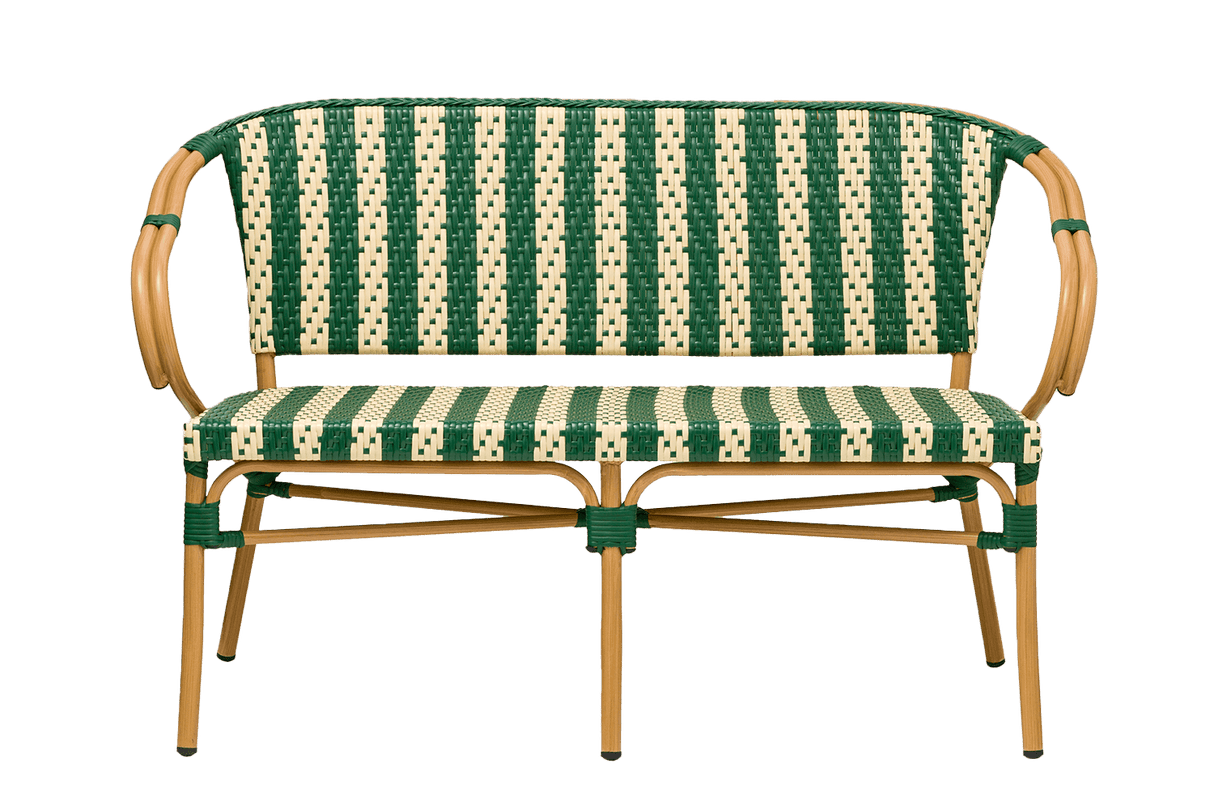 Claire café bench in French weave 130 cm