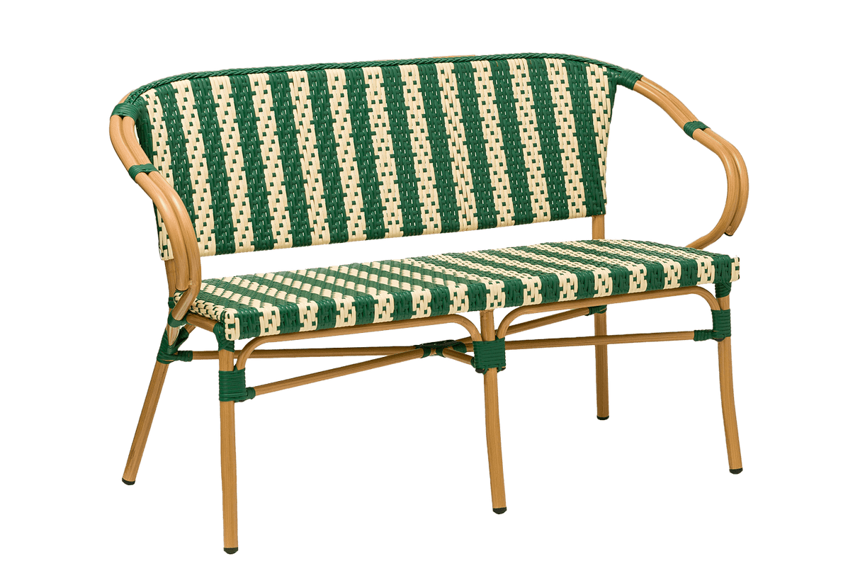 Claire café bench in French weave 130 cm