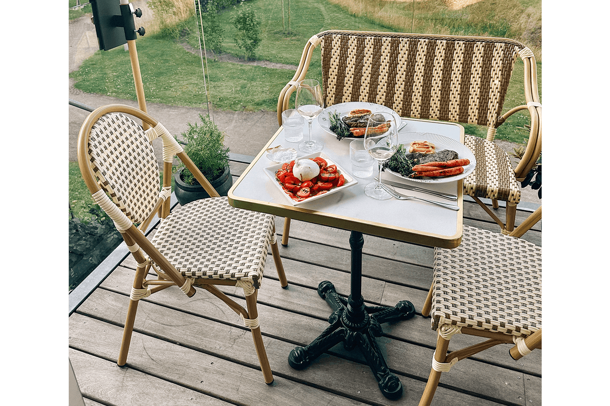 Claire café bench in French weave 108 cm