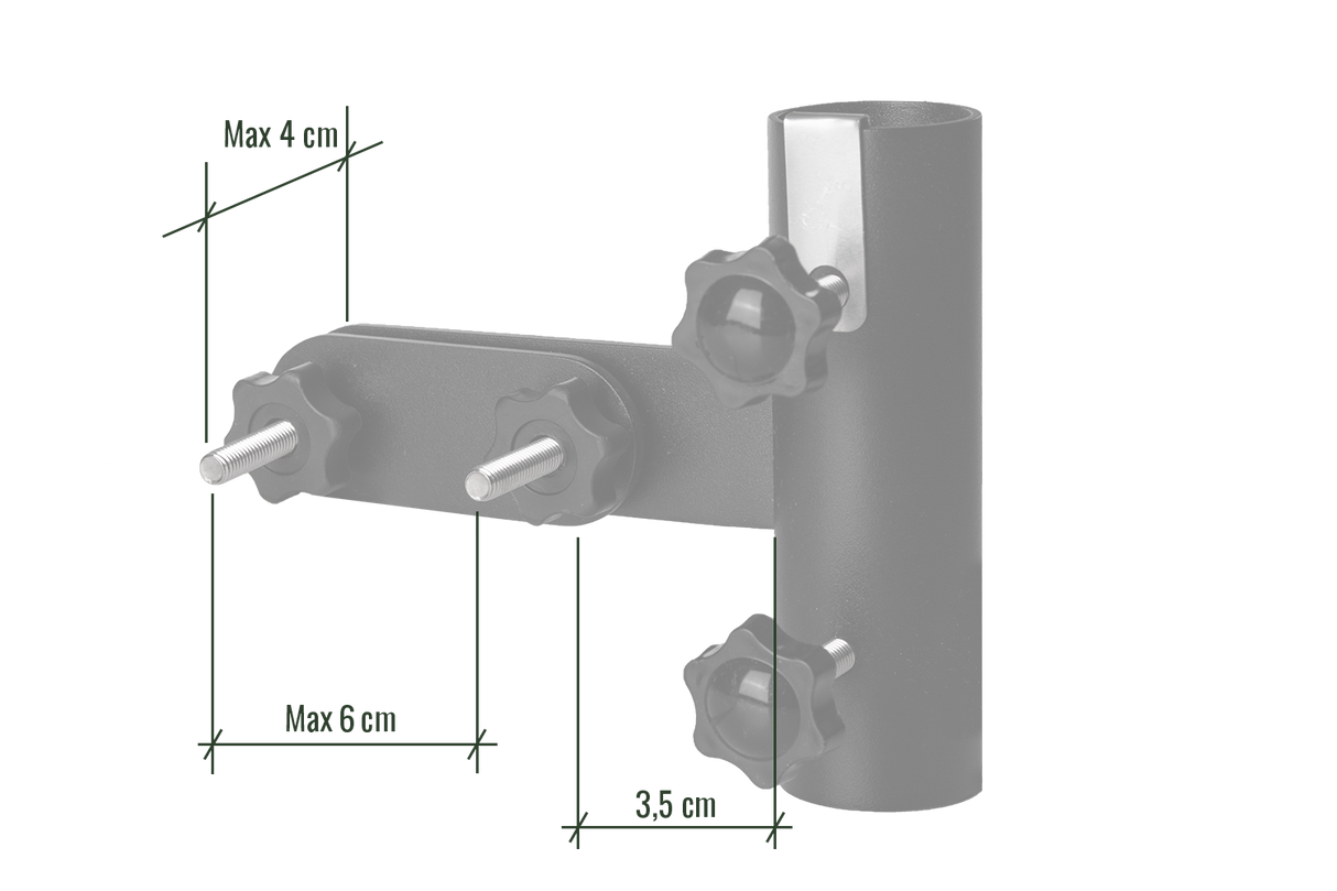 Kari parasol bracket for thin vertical bars