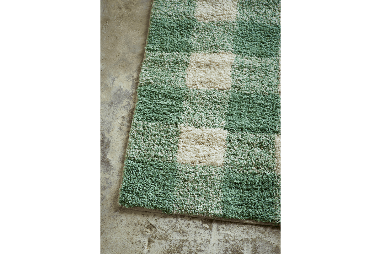 Checked tufted bath mat 60 x 90 cm