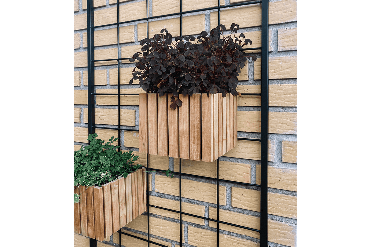 Malou teak plant box for wall grid 17 x 17 cm