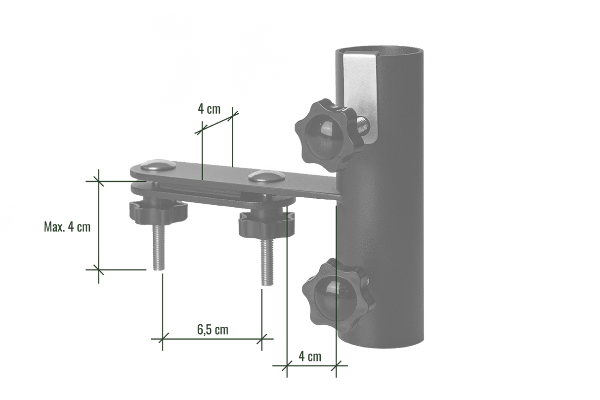 Pil parasol bracket for flat top railing