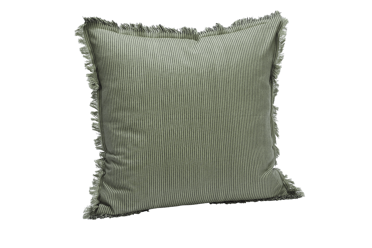 Pinstriped cushion cover with fringes 50 × 50 cm