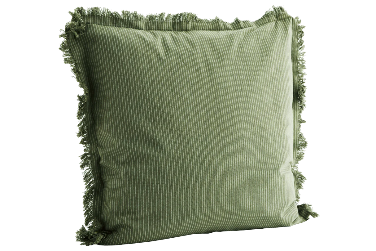 Pinstriped cushion cover with fringes 50 × 50 cm