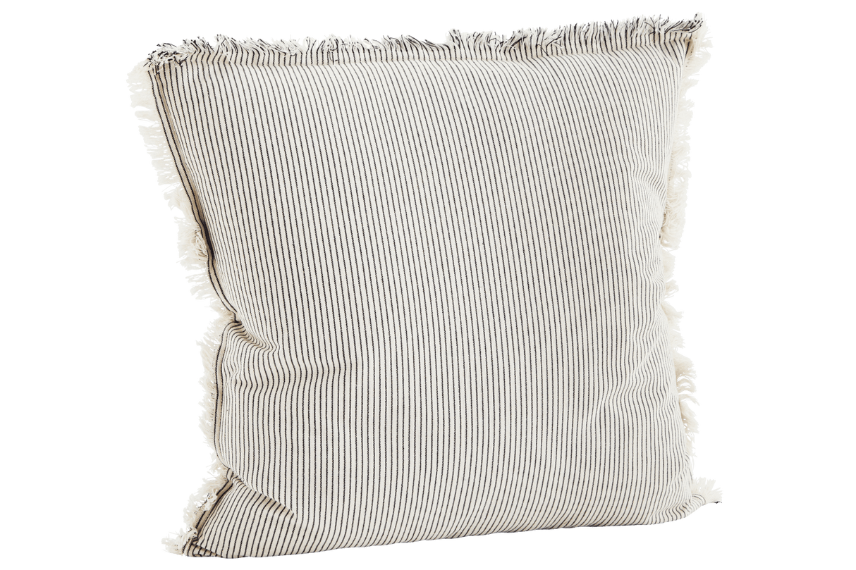 Pinstriped cushion cover with fringes 50 × 50 cm