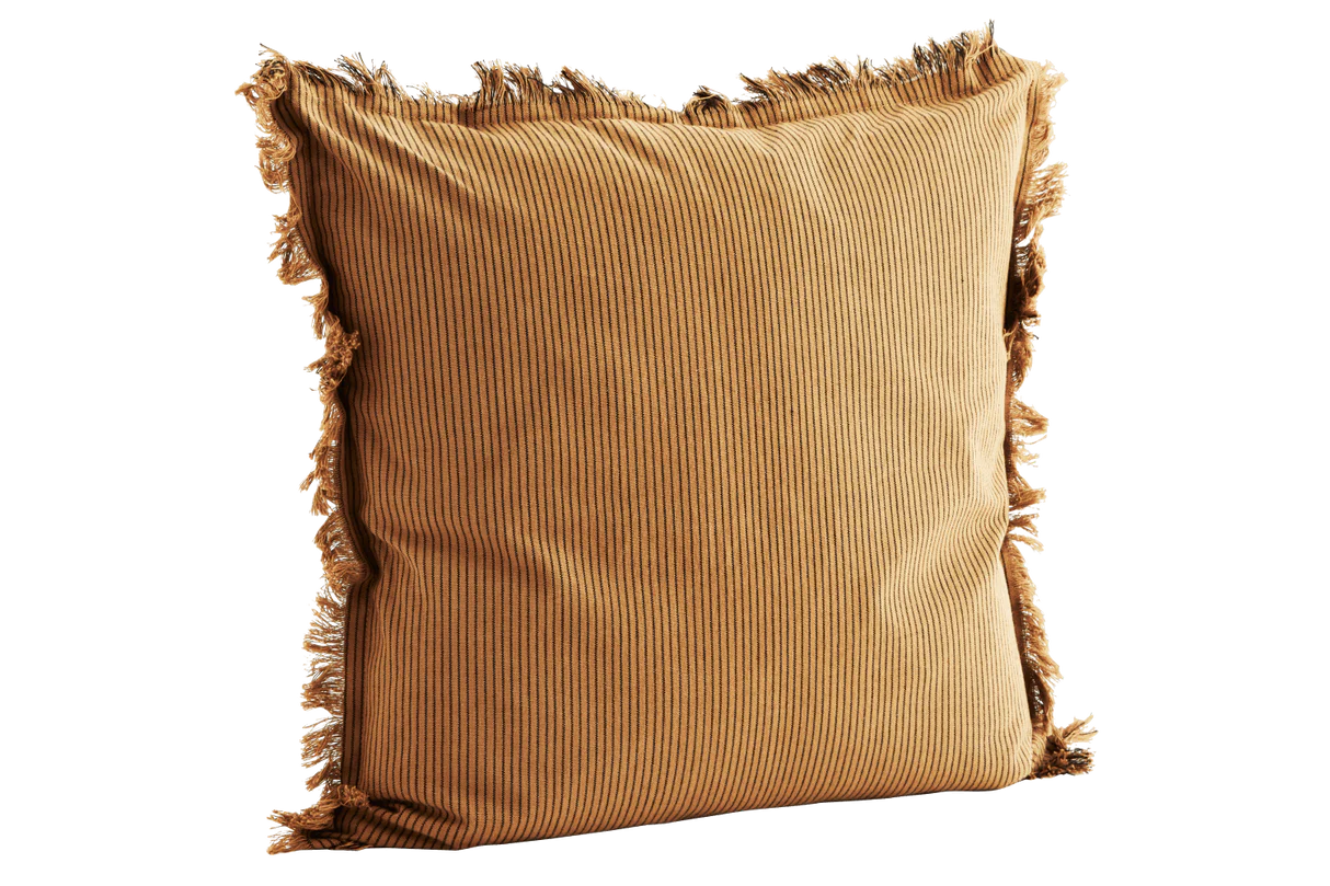 Pinstriped cushion cover with fringes 50 × 50 cm
