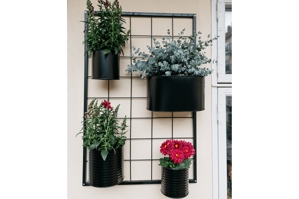 Rut Rillo black plant box for wall grid Ø14 / Ø17 cm