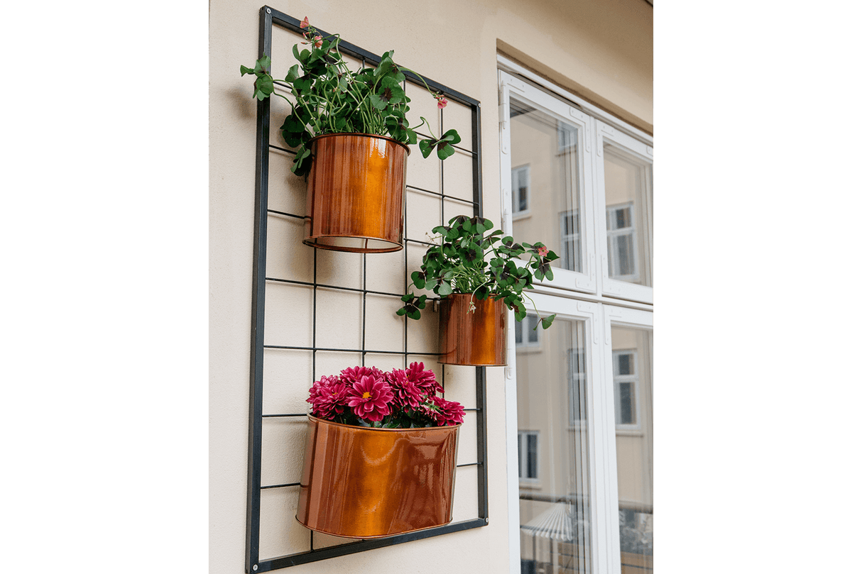 Rut copper plant box for wall grid Ø14 / Ø17 cm