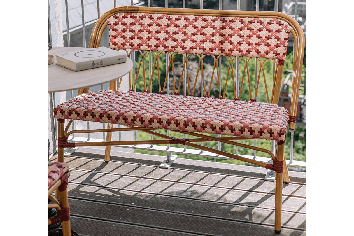 Soline café bench in french weave 107 cm