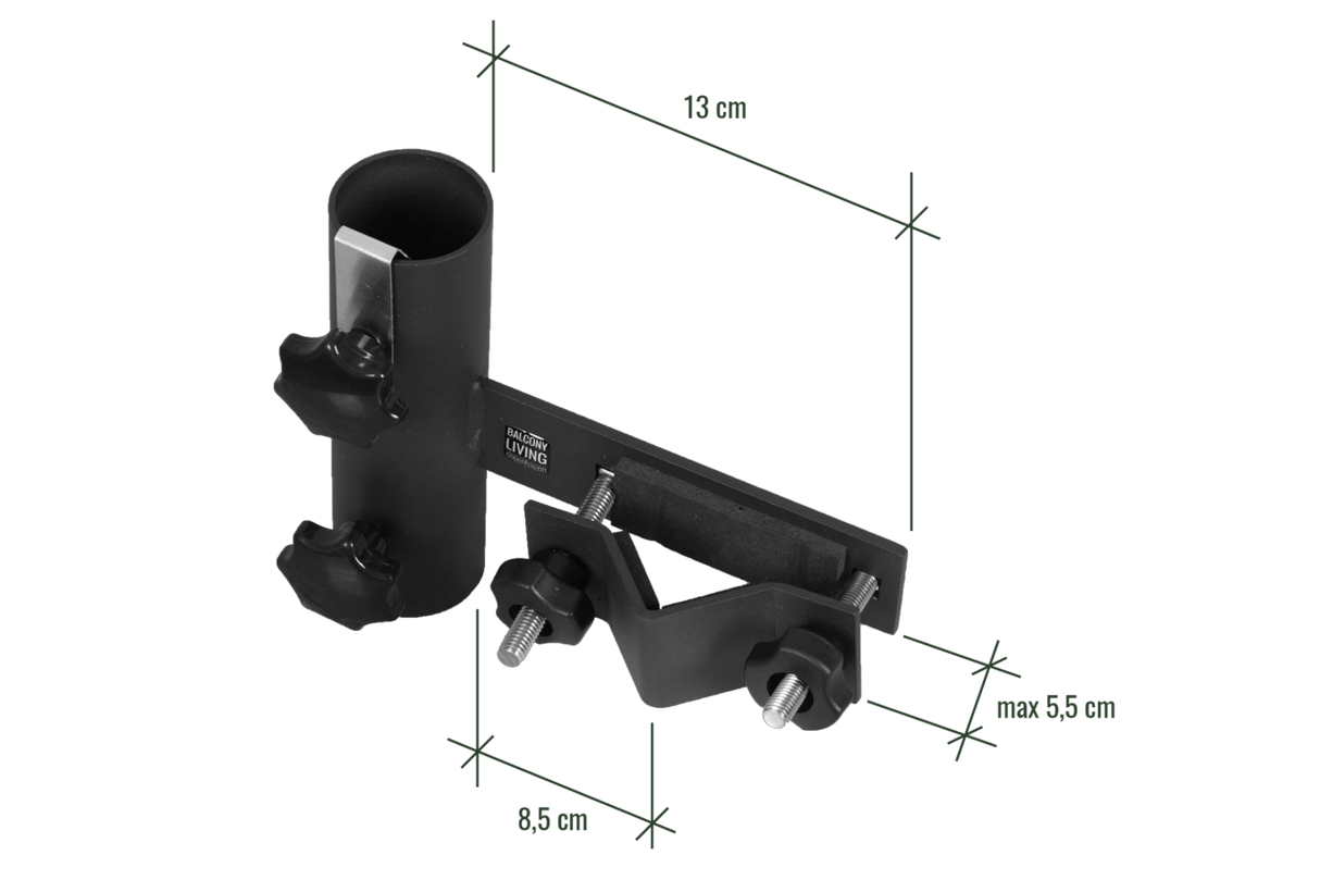 Carl parasol bracket for round vertical bars