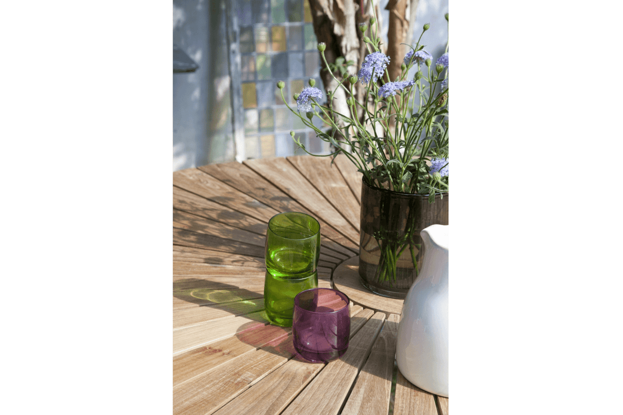 Cafe table in teak with aluminum frame Ø80 cm