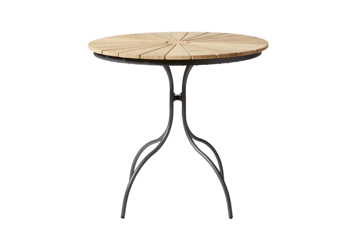 Cafe table in teak with aluminum frame Ø80 cm