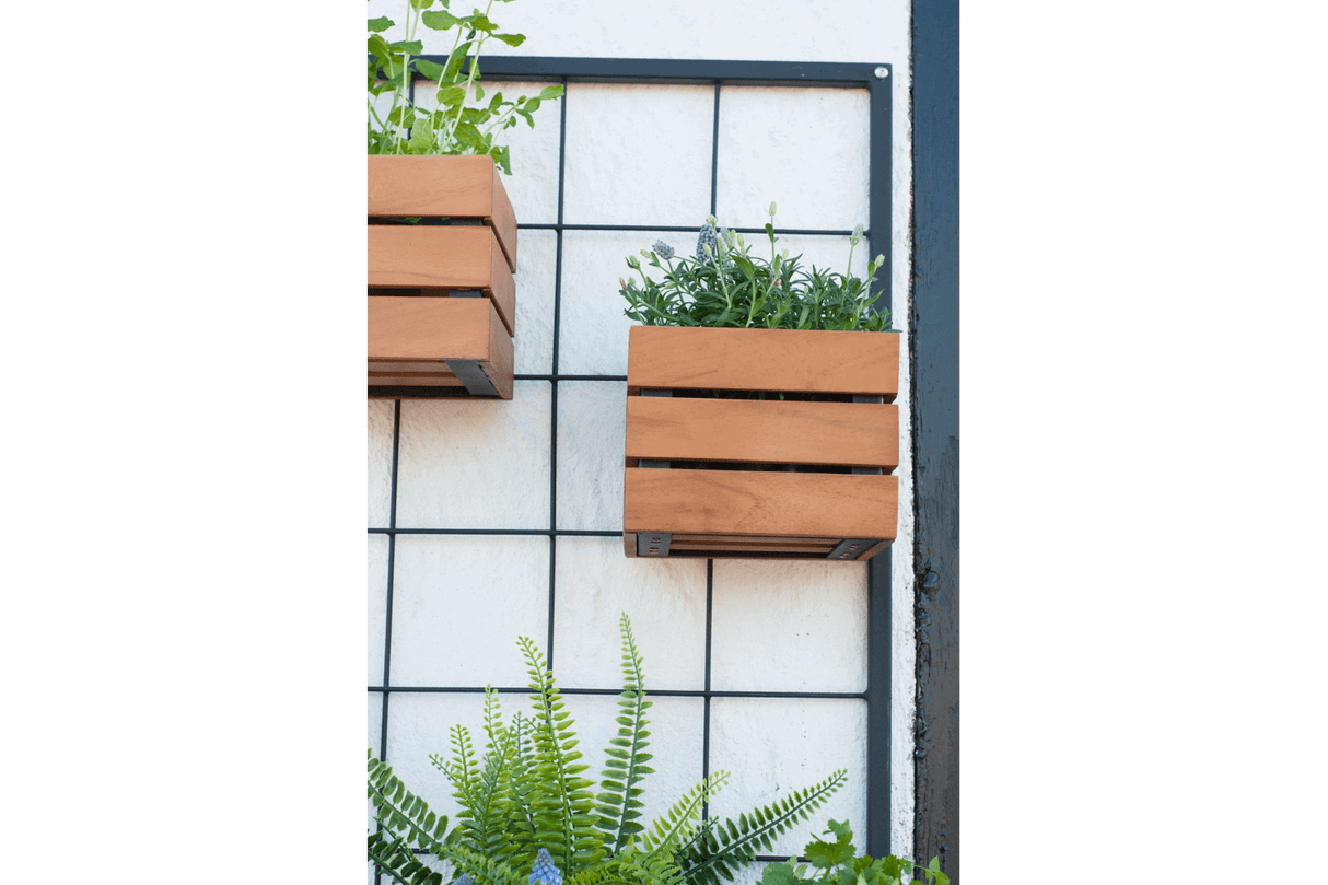Mille teak plant box for wall grid 17 x 17 cm
