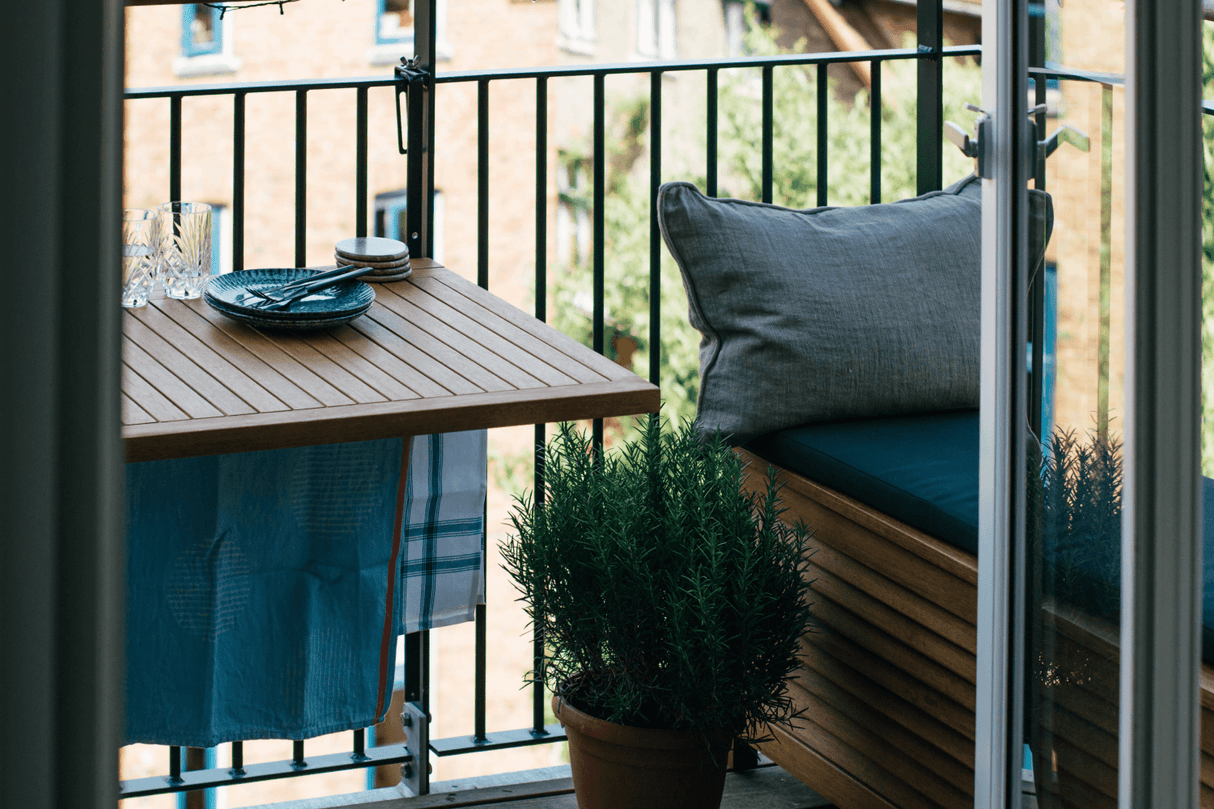 Alma teak hanging table with drying rack 80 x 60 cm