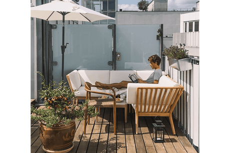 Sienna teak high back lounge sofa - right