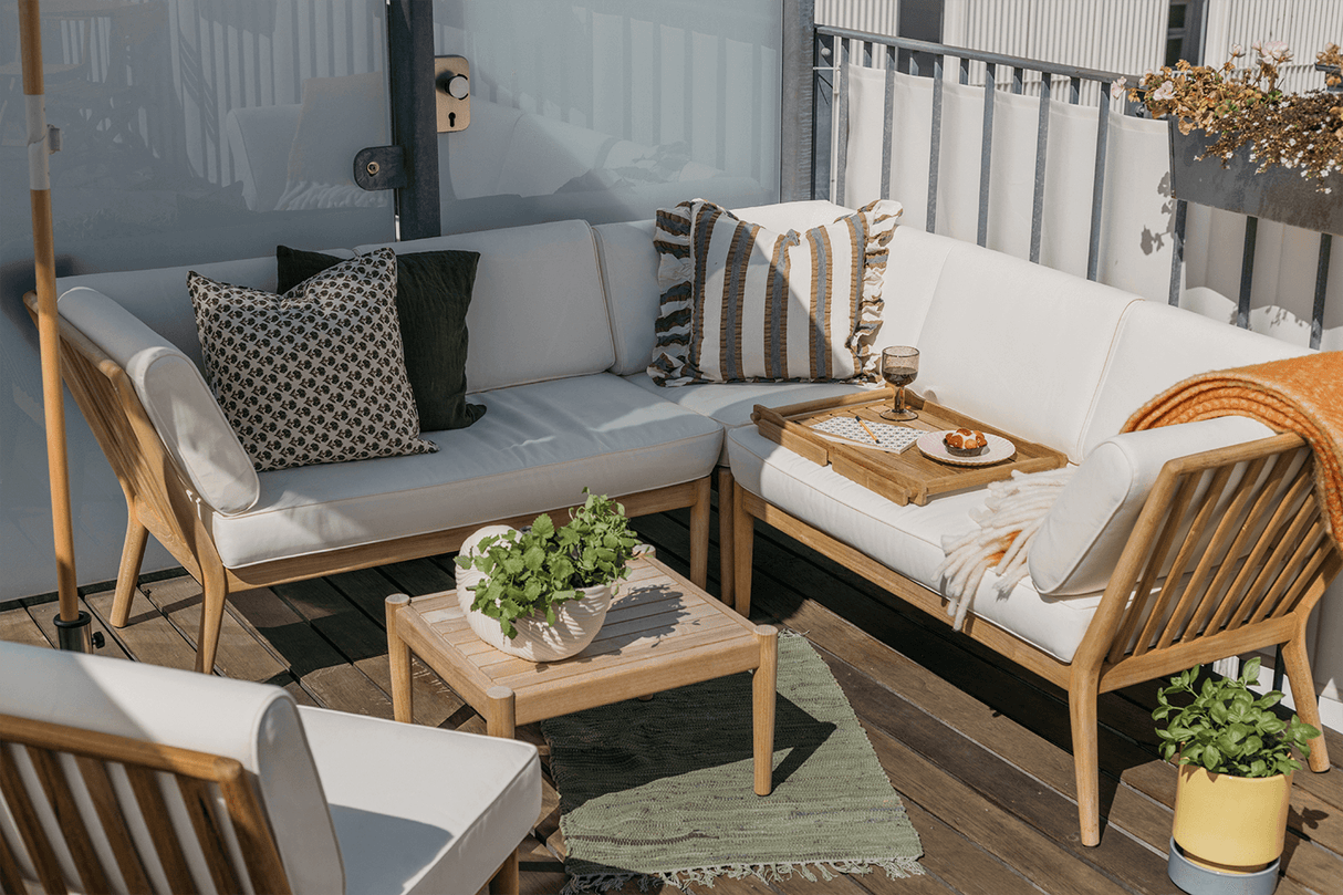 Sienna teak high back lounge sofa - corner