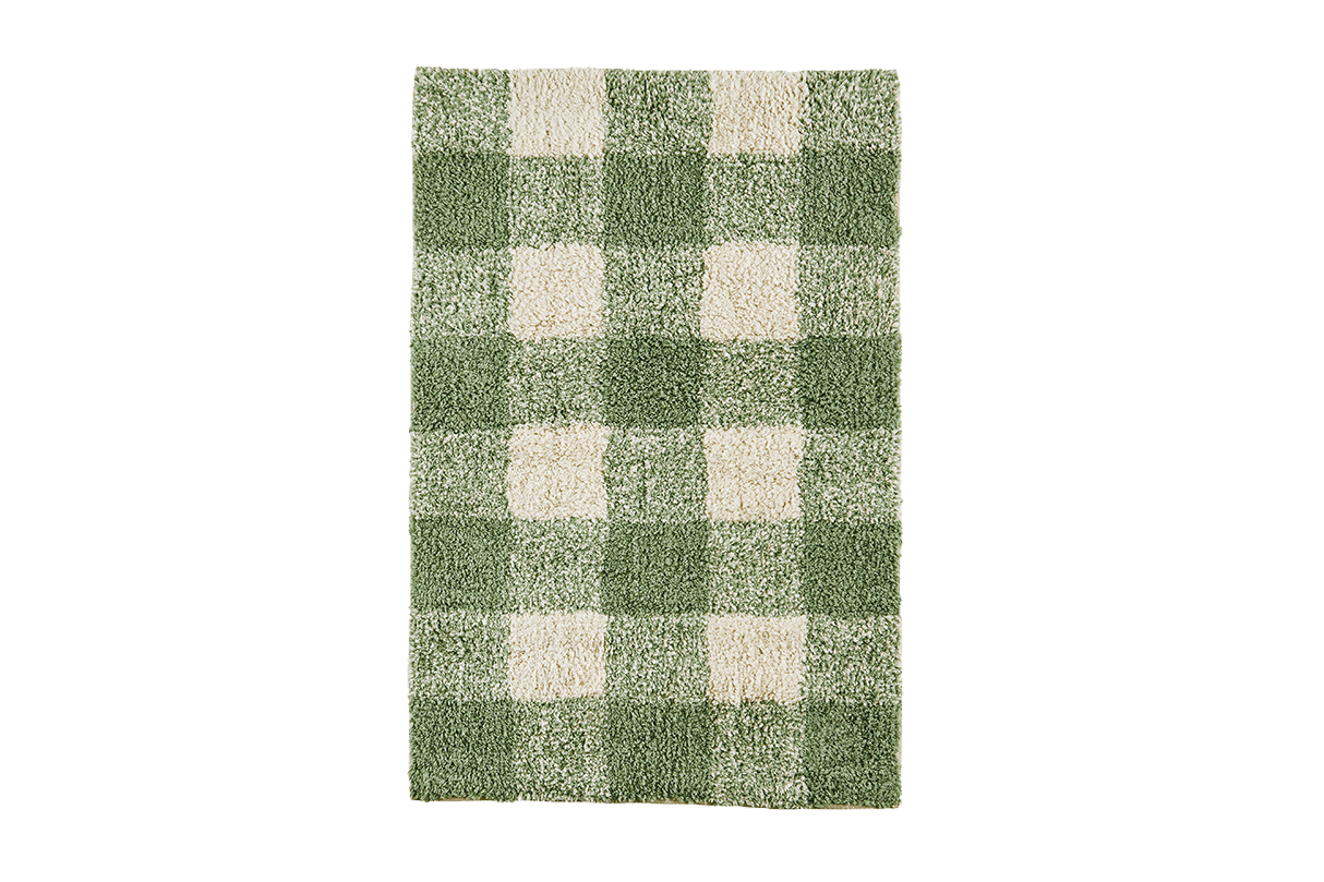 Checked tufted bath mat 60 x 90 cm