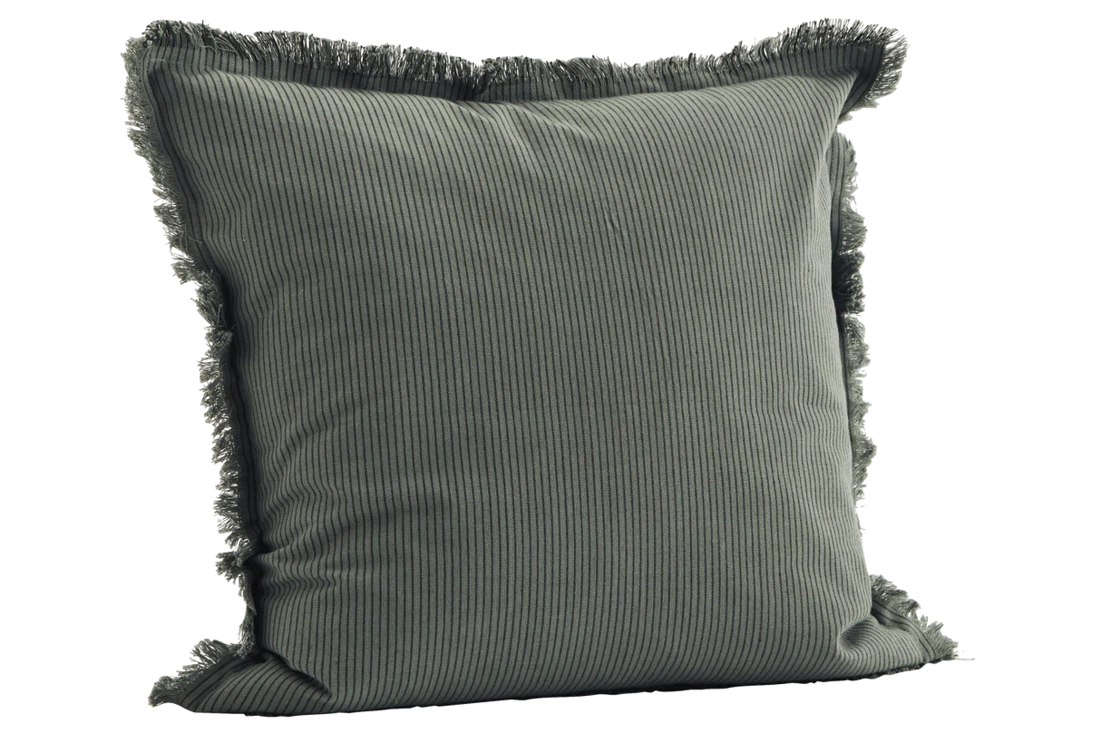 Pinstriped cushion cover with fringes 50 × 50 cm