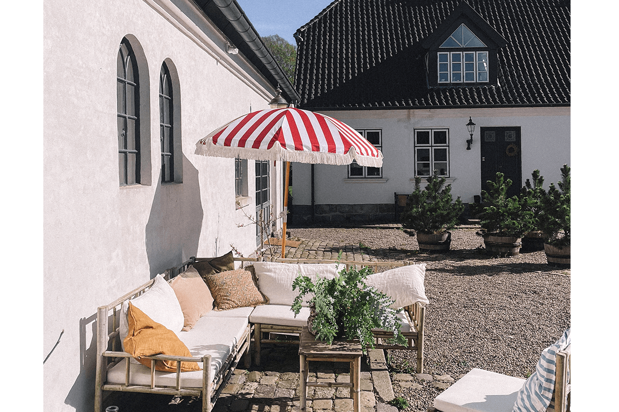 Stine stripe parasol with tilt Ø155 / Ø180 cm
