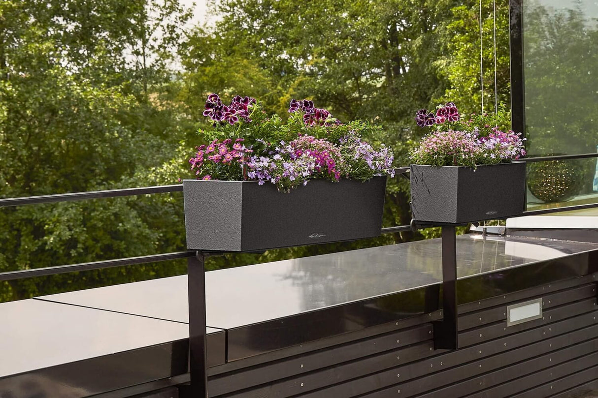 Stone balcony flower box with self watering system 80 cm