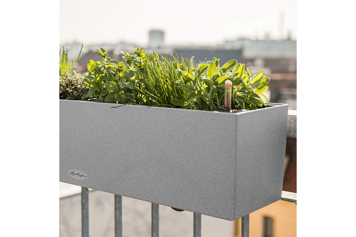 Stone balcony flower box with self watering system 80 cm