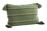 Pillowcase with 3 colored stripes and tassels 40 x 60 cm