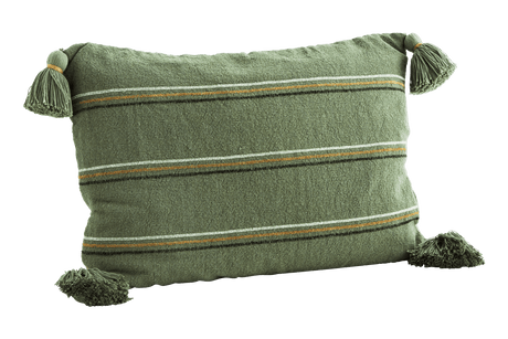 Pillowcase with 3 colored stripes and tassels 40 x 60 cm