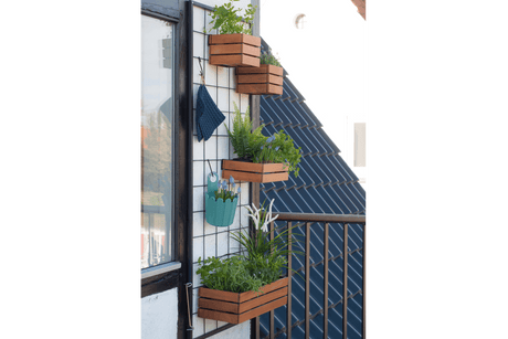 Mille teak plant box for wall grid 30 x 17 cm