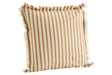 Striped pillowcase with frills honey 50 x 50 cm