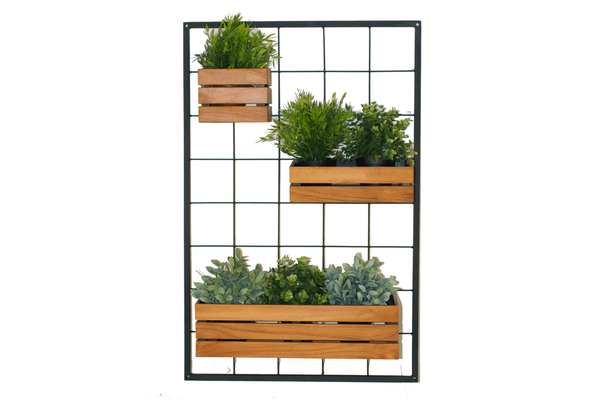 Mille teak plant box for wall grid 30 x 21 cm