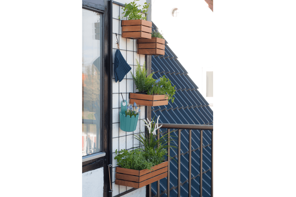 Mille teak plant box for wall grid 30 x 21 cm